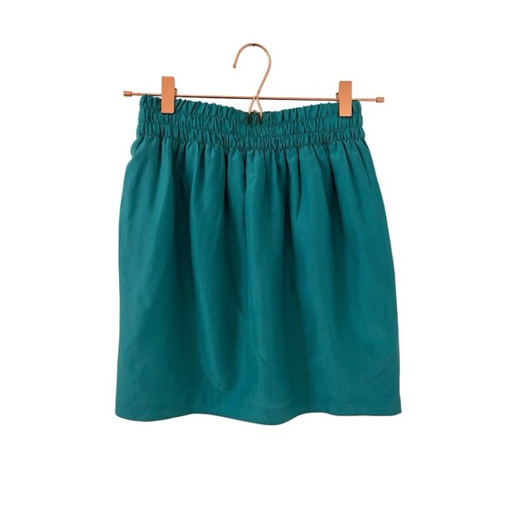 Club Monaco Silk Cotton Mini Skirt Women's Size XS Turquoise Lined Pockets - Picture 3 of 10